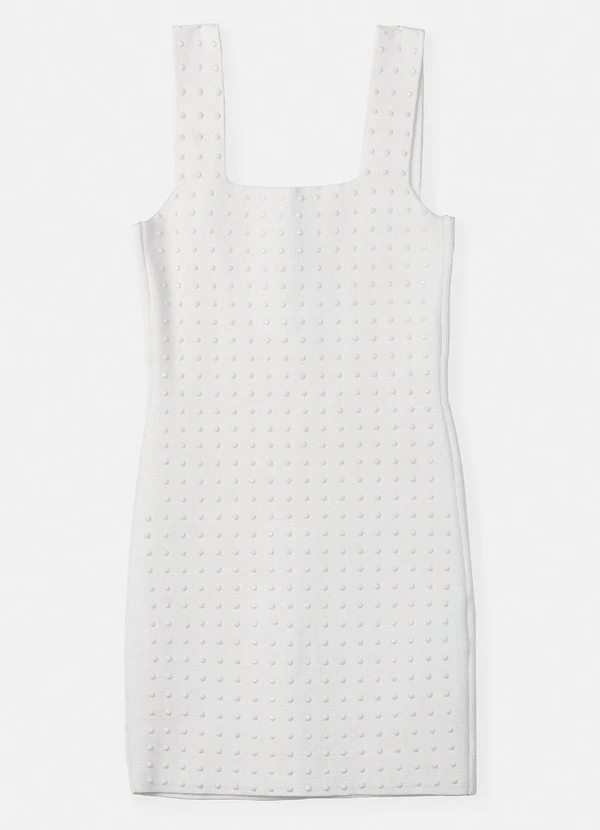 Authoria - Vestido de Tricot com Strass Off White