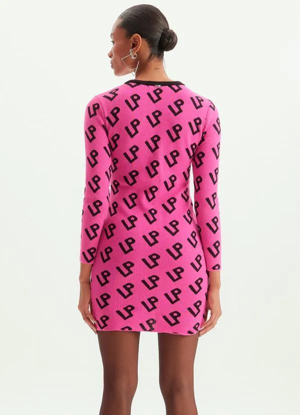 Lança Perfume - Vestido de Tricot Curto Logomania Rosa 2