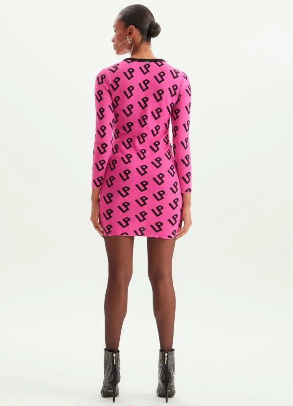 Lança Perfume - Vestido de Tricot Curto Logomania Rosa 4