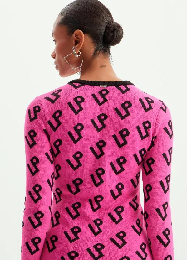Lança Perfume - Vestido de Tricot Curto Logomania Rosa 5