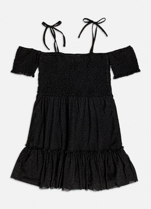 Authoria - Vestido de Tule com Babado Preto - AUTHORIA