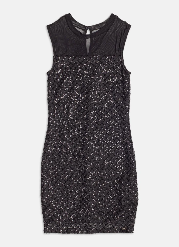 Authoria - Vestido de Tule com Paetê  Preto