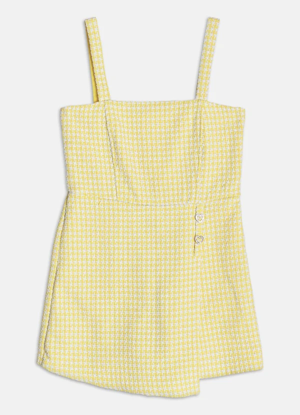 Authoria - Vestido de Tweed com Frente Assimétrica Amarelo