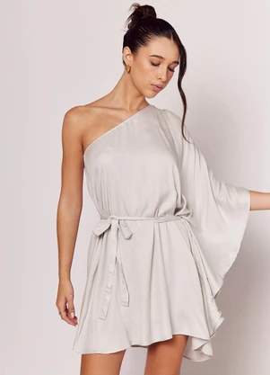 Sofie - Vestido de um Ombro Só com Manga Ampla Branco - SOFIE