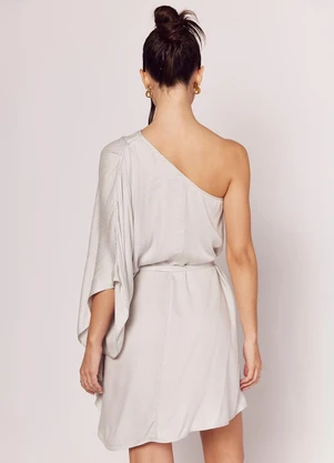 Sofie - Vestido de um Ombro Só com Manga Ampla Branco - SOFIE