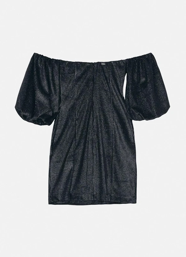 Authoria - Vestido de Veludo Preto com Brilho Preto 2