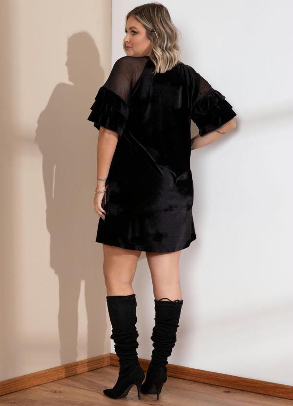 Quintess - Vestido de Veludo Preto com Transparência 10
