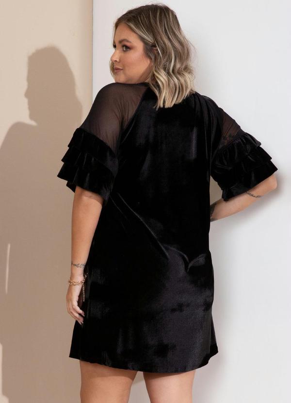 Quintess - Vestido de Veludo Preto com Transparência 8