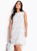 Vestido Decor Branco em Crepe Plano