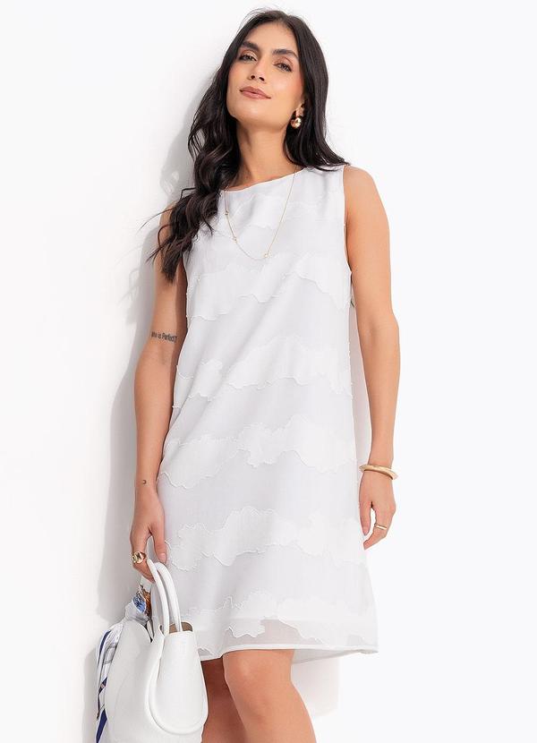 Vestido (Decor Branco) em Crepe Plano