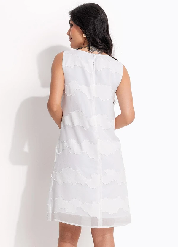 Quintess - Vestido Decorê Branco em Crepe Plano 2