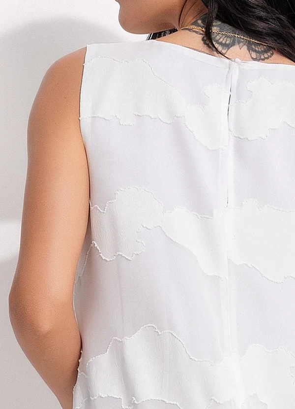 Quintess - Vestido Decorê Branco em Crepe Plano 10