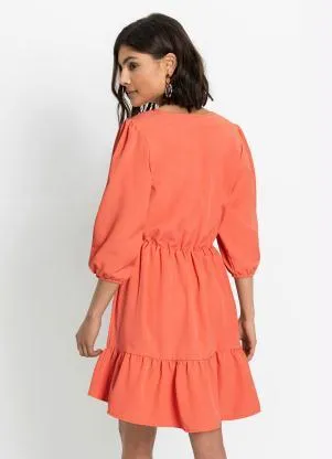 bonprix - Vestido Decote Quadrado Telha - BONPRIX