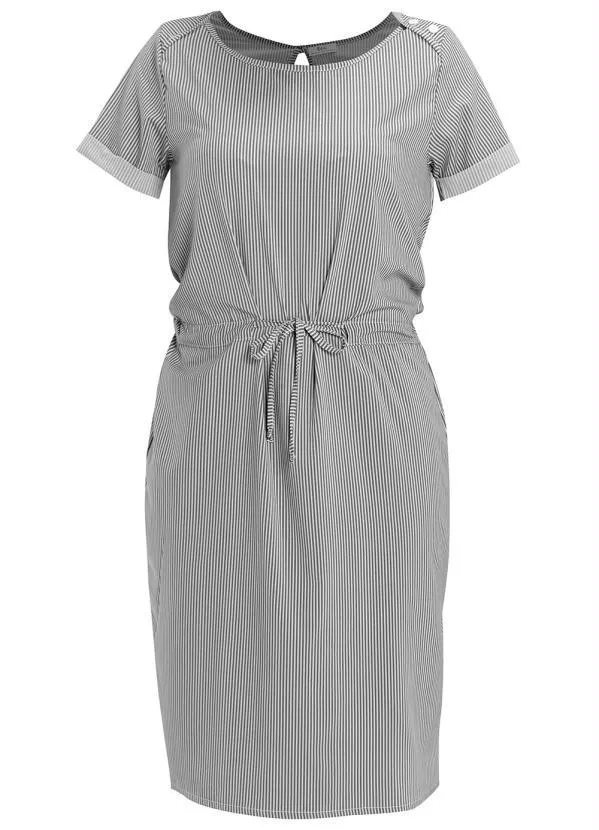 Queima Estoque - Vestido Decote Redondo Listrado Cinza 5
