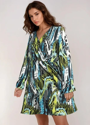 bonprix - Vestido Decote Transpassado New Waves Verde - BONPRIX