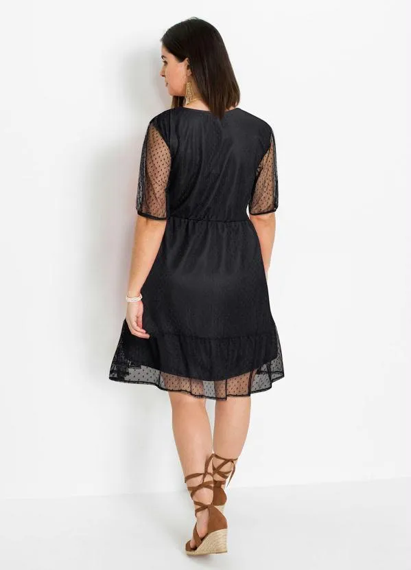 Queima Estoque - Vestido Decote Transpassado Preto 3