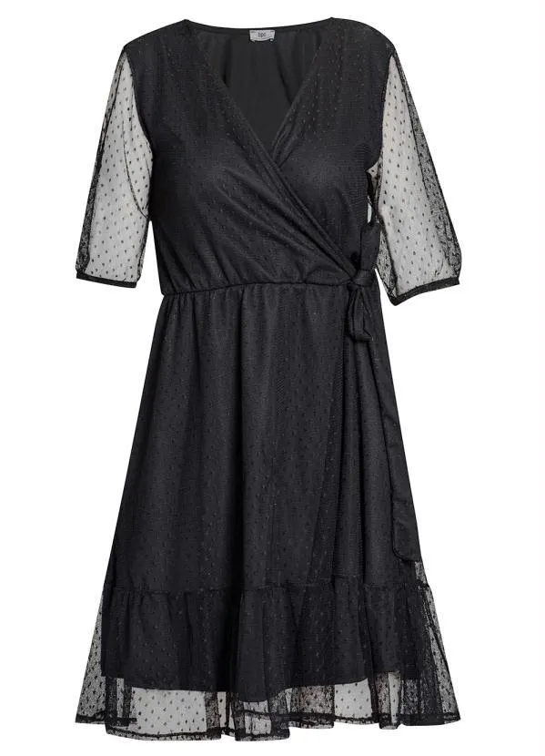 Queima Estoque - Vestido Decote Transpassado Preto 2