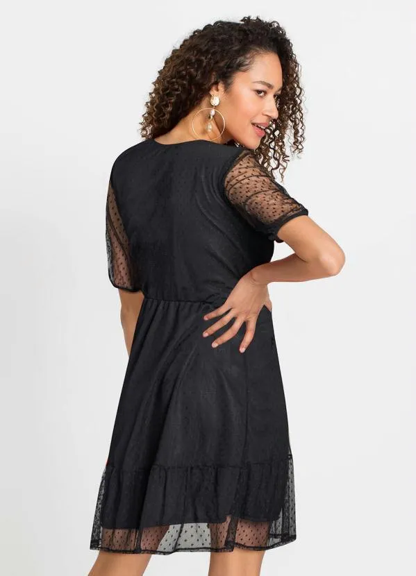 Queima Estoque - Vestido Decote Transpassado Preto 11