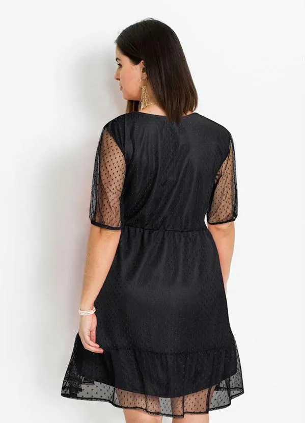 Queima Estoque - Vestido Decote Transpassado Preto 6