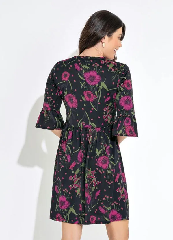 bonprix - Vestido Decote V Estampado Floral Dark 2