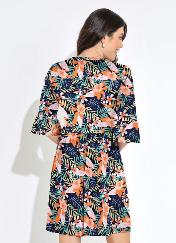 Outlet - Vestido Decote V Floral Laranja 4