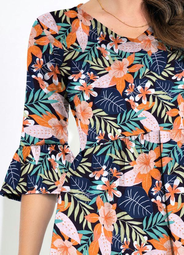 Outlet - Vestido Decote V Floral Laranja 3