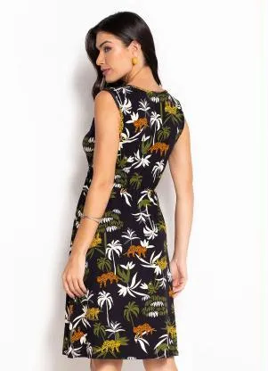 bonprix - Vestido Decote V Selva Preto - BONPRIX