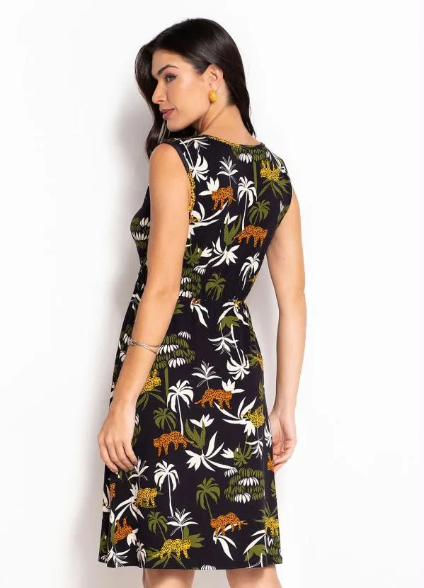 bonprix - Vestido Decote V Selva Preto 2