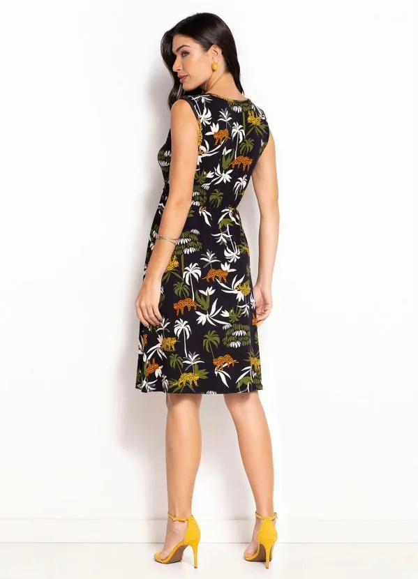 bonprix - Vestido Decote V Selva Preto 5