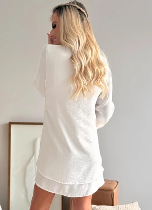 Outlet - Vestido Duplo Maya Off White - OUTLET
