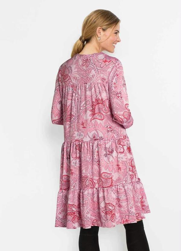 Outlet - Vestido em Camadas com Amarração Paisley e Coral 2