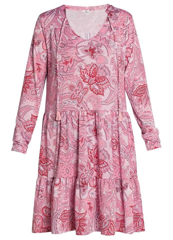 Outlet - Vestido em Camadas com Amarração Paisley e Coral 5