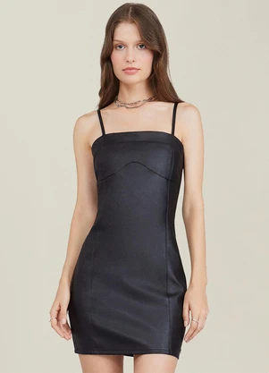 Authoria - Vestido em Fake Leather Preto - AUTHORIA