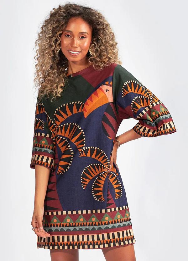 Farm - Vestido em Malha Lenco Real Azul