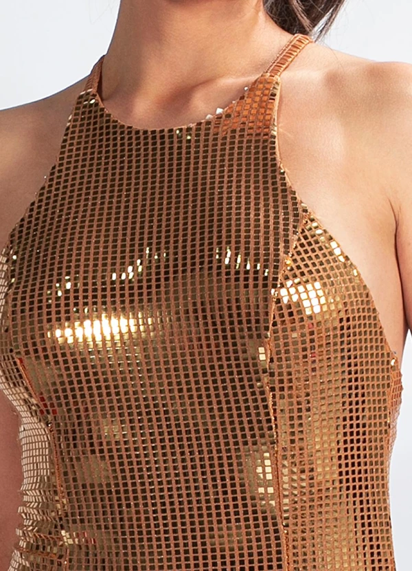 Colcci - Vestido em Malha Metalizado Dourado 3