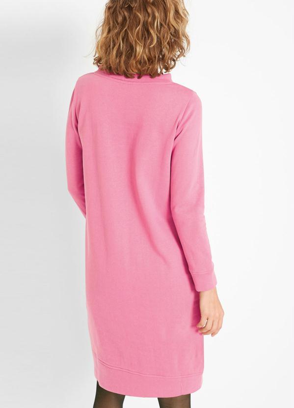 Outlet - Vestido em Moletinho com Punhos Rosa 2