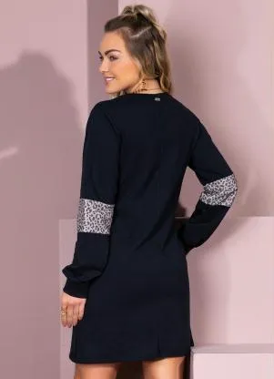 Quintess - Vestido em Moletinho Curto com Recortes e Bolsos - QUINTESS