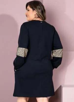 Quintess - Vestido em Moletinho Curto com Recortes e Bolsos - QUINTESS