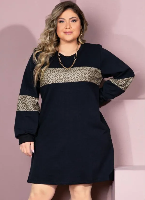 Quintess - Vestido em Moletinho Curto com Recortes e Bolsos 5