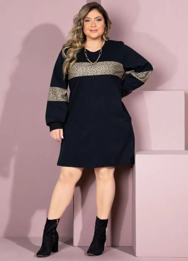 Quintess - Vestido em Moletinho Curto com Recortes e Bolsos 7