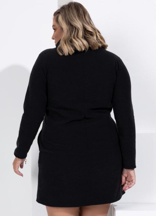 Quintess - Vestido em Plush Preto com Gola Alta 7