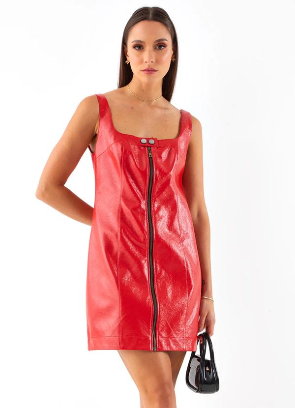 Colcci - Vestido em Pu Vermelho