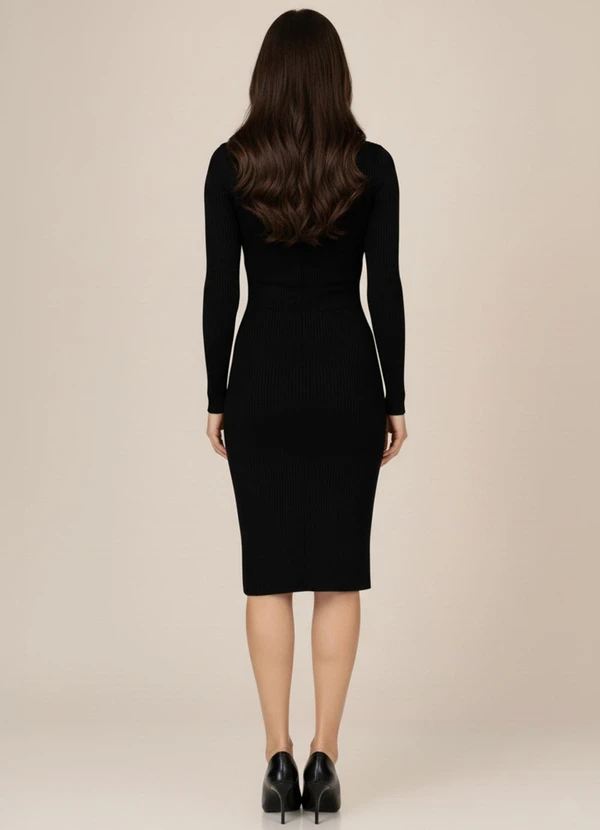 Just Basic - Vestido em Ribana Canelada Preto 4