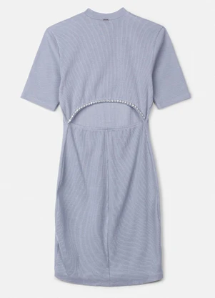 Authoria - Vestido em Ribana Cinza com Pedraria Cinza - AUTHORIA