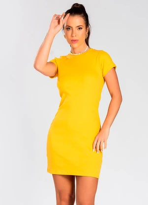 Meu Jeans - Vestido em Ribana com Manga Mostarda - MEU JEANS