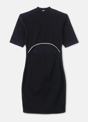 Authoria - Vestido em Ribana Preto com Pedraria Preto - AUTHORIA