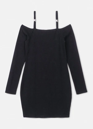 Authoria - Vestido em Ribana Preto Preto - AUTHORIA