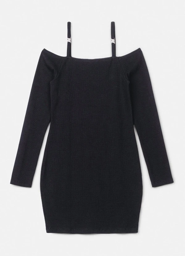 Authoria - Vestido em Ribana Preto Preto