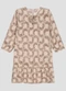 Cereja Rosa - Vestido em Tecido Plano Viscose Estampa Bege - variação: Bege
