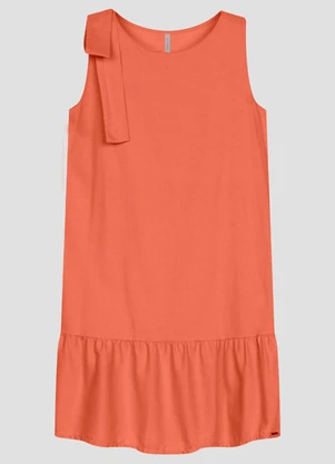 Cereja Rosa - Vestido em Tecido Plano Viscose Linho Laranja - CEREJA ROSA
